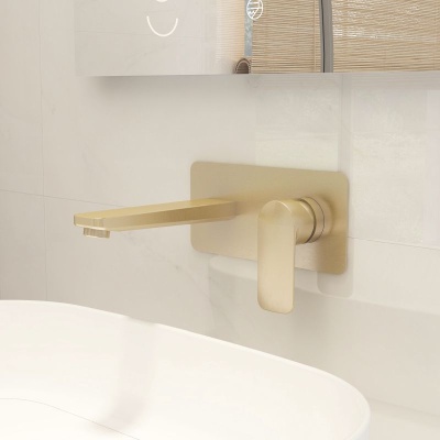 Suburb Wall Mounted Basin Mixer - Brushed Brass